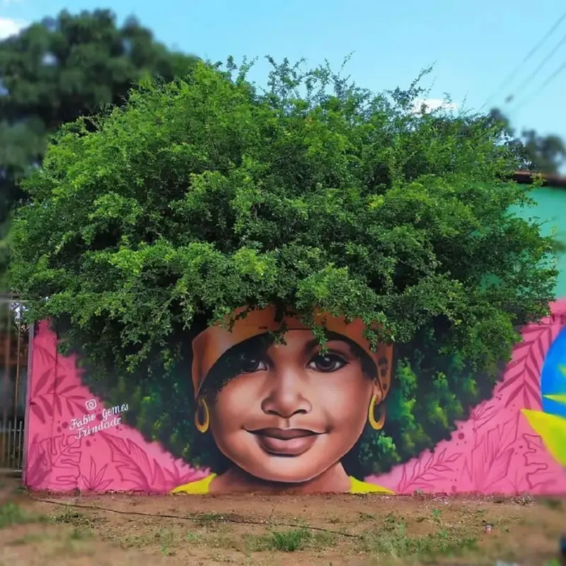 When the Earth Smiles Back Street Art Wall Murals by Fabio Gomes