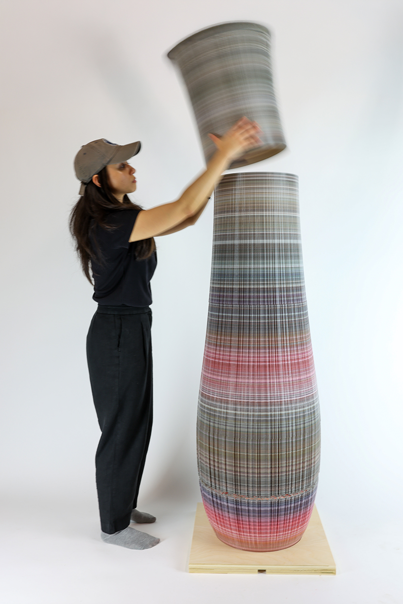 ninefold transforms discarded plastic into an immersive field of sound light and architecture 3