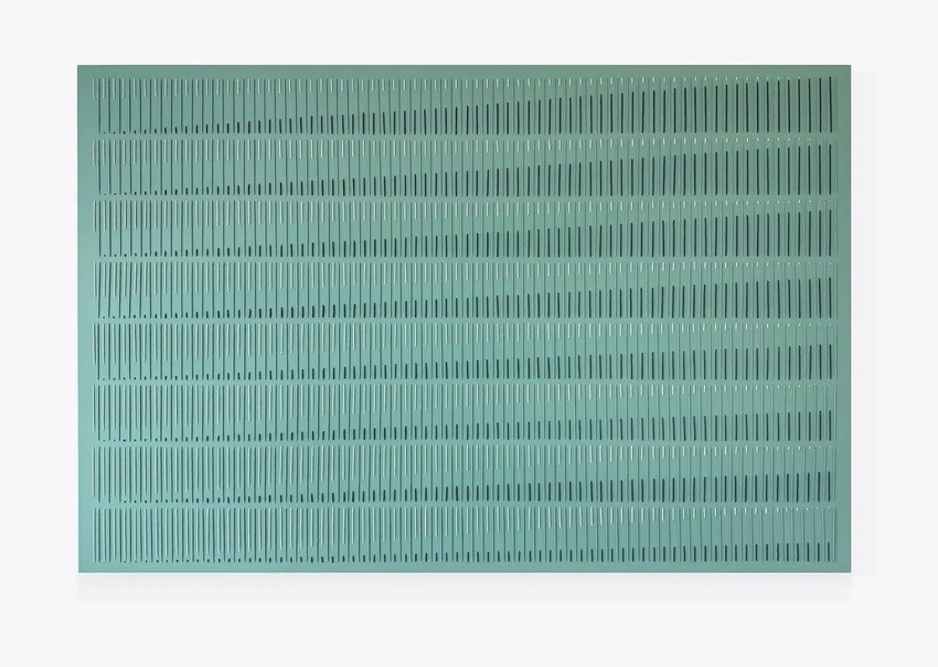digital patterns become textured geometric compositions through hand stitching - 1